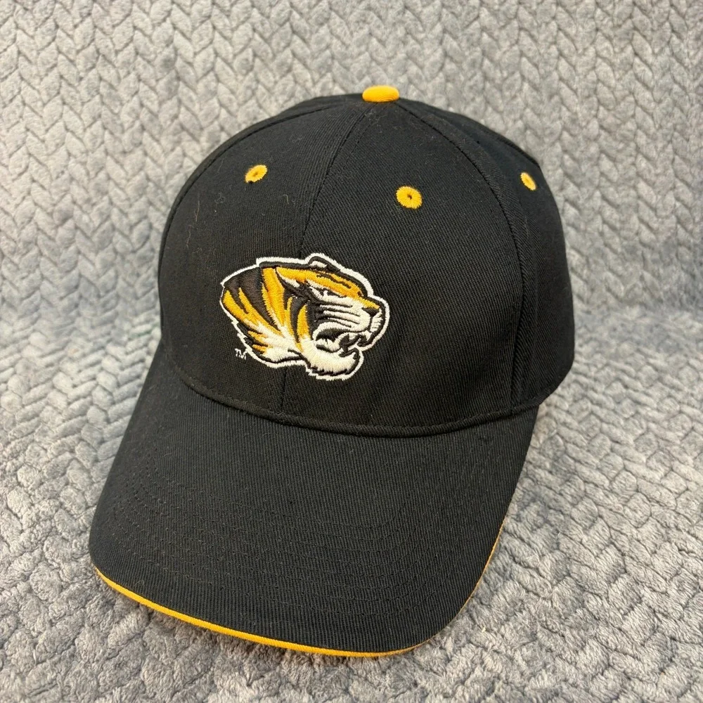 Missouri Tigers NCAA Baseball Cap Hat Black Gold Adjustable Mizzou Logo